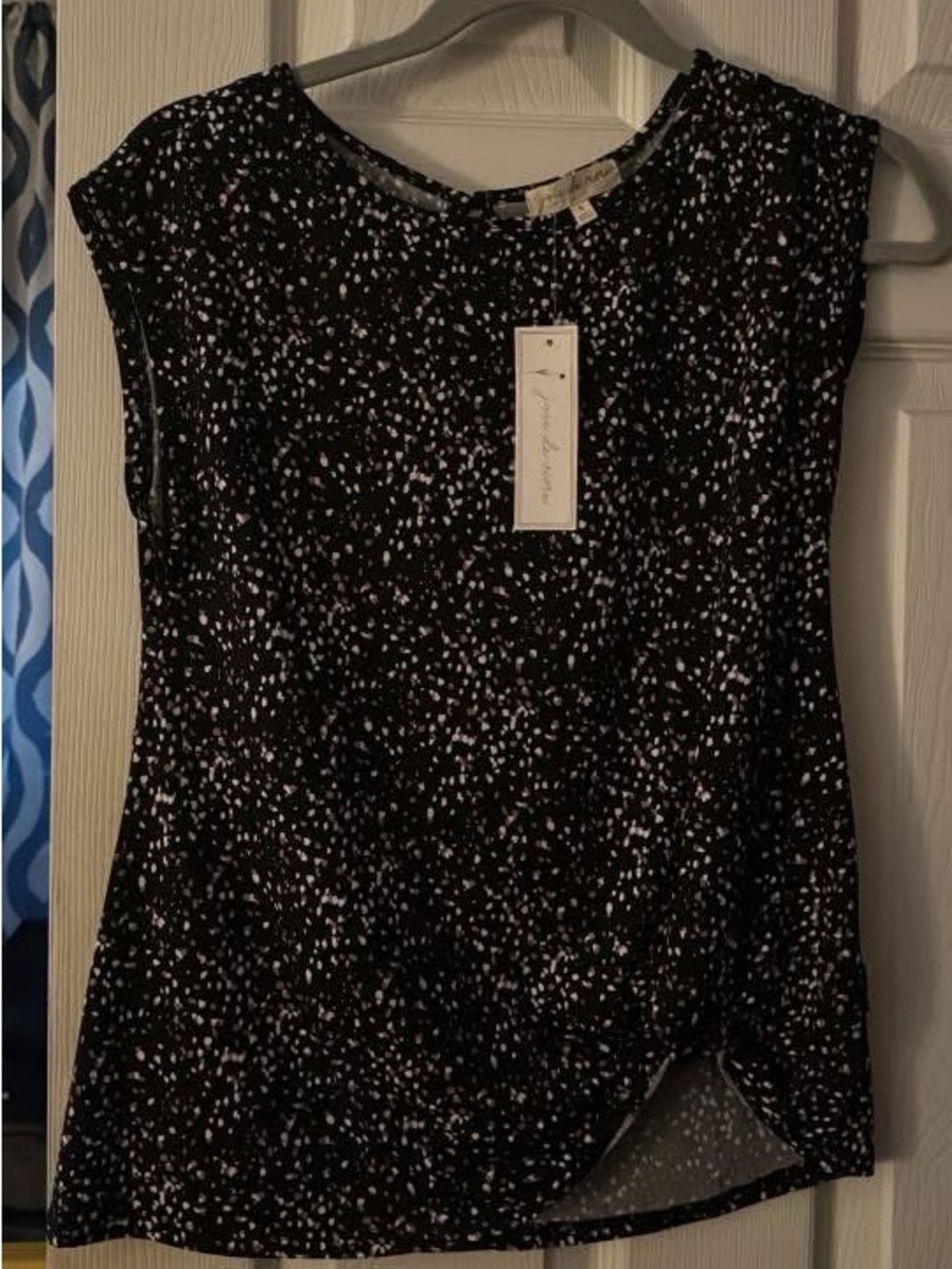 Marshall Black Sleeveless Tank with White Speckle Print